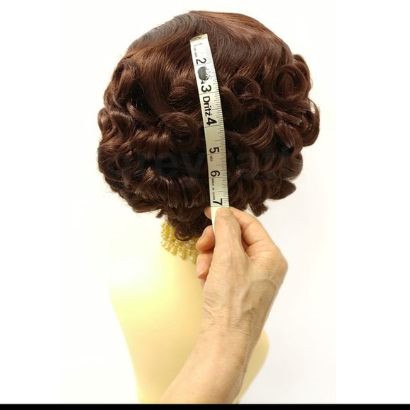 Chestnut 50s retro vintage style curly wavy wig - Picture 4 of 6